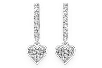 HEART HOOP DIAMOND EARRINGS 14K SOLID GOLD 0.40CTW