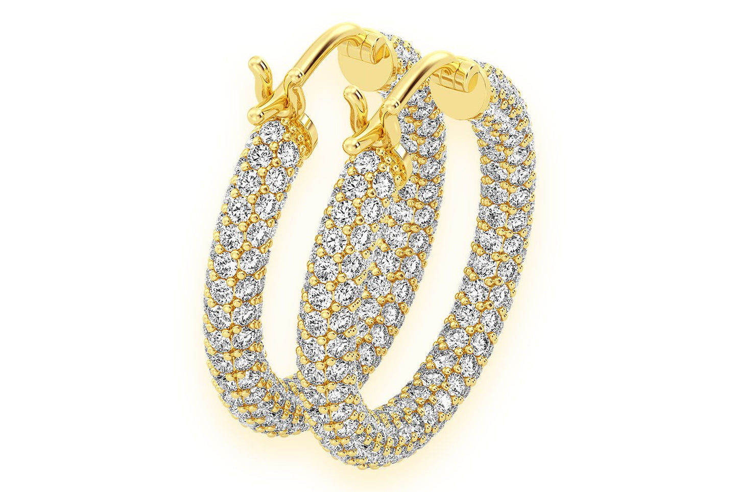BUBBLY ETERNITY HOOP DIAMOND EARRINGS 14K SOLID GOLD 4.00CTW