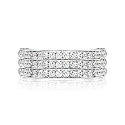 THREE ROW DIAMOND BAND RING 14K SOLID GOLD 2.00CTW