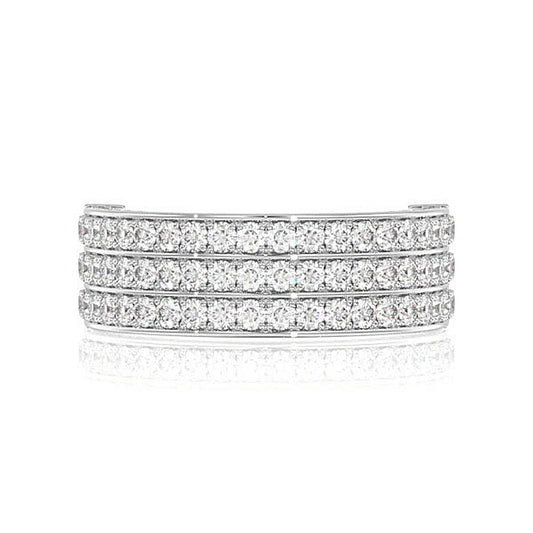 THREE ROW DIAMOND BAND RING 14K SOLID GOLD 2.00CTW