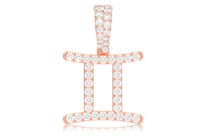 GEMINI ZODIAC DIAMOND PENDANT 14K SOLID GOLD 0.75CTW