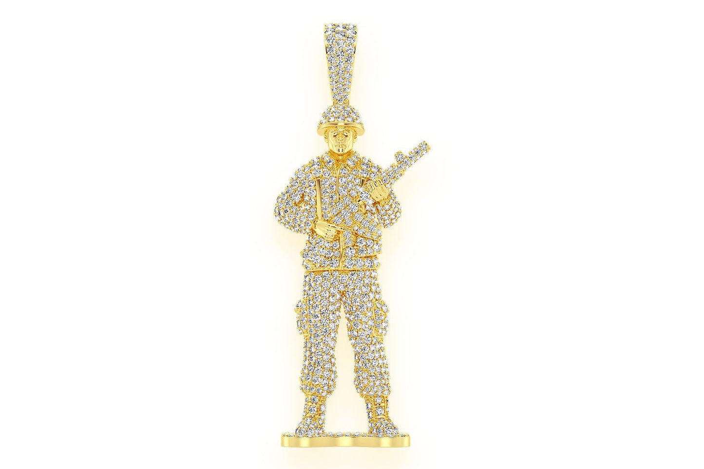 TOY SOLDIER DIAMOND PENDANT 14K SOLID GOLD 4.50CTW