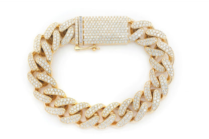16MM MIAMI CUBAN DIAMOND BRACELET 14K SOLID GOLD 12.25CTW