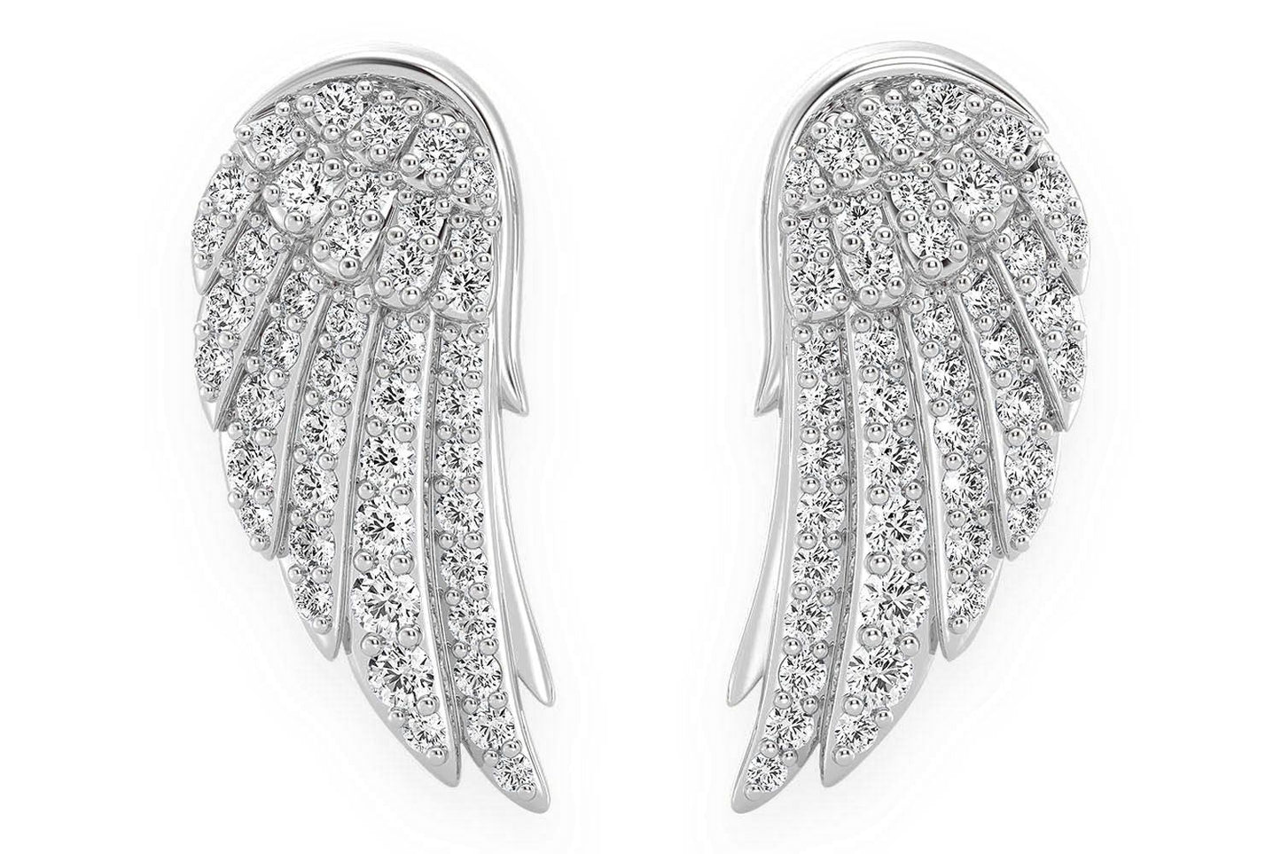 ANGEL WING STUD DIAMOND EARRINGS 14K SOLID GOLD 0.50CTW
