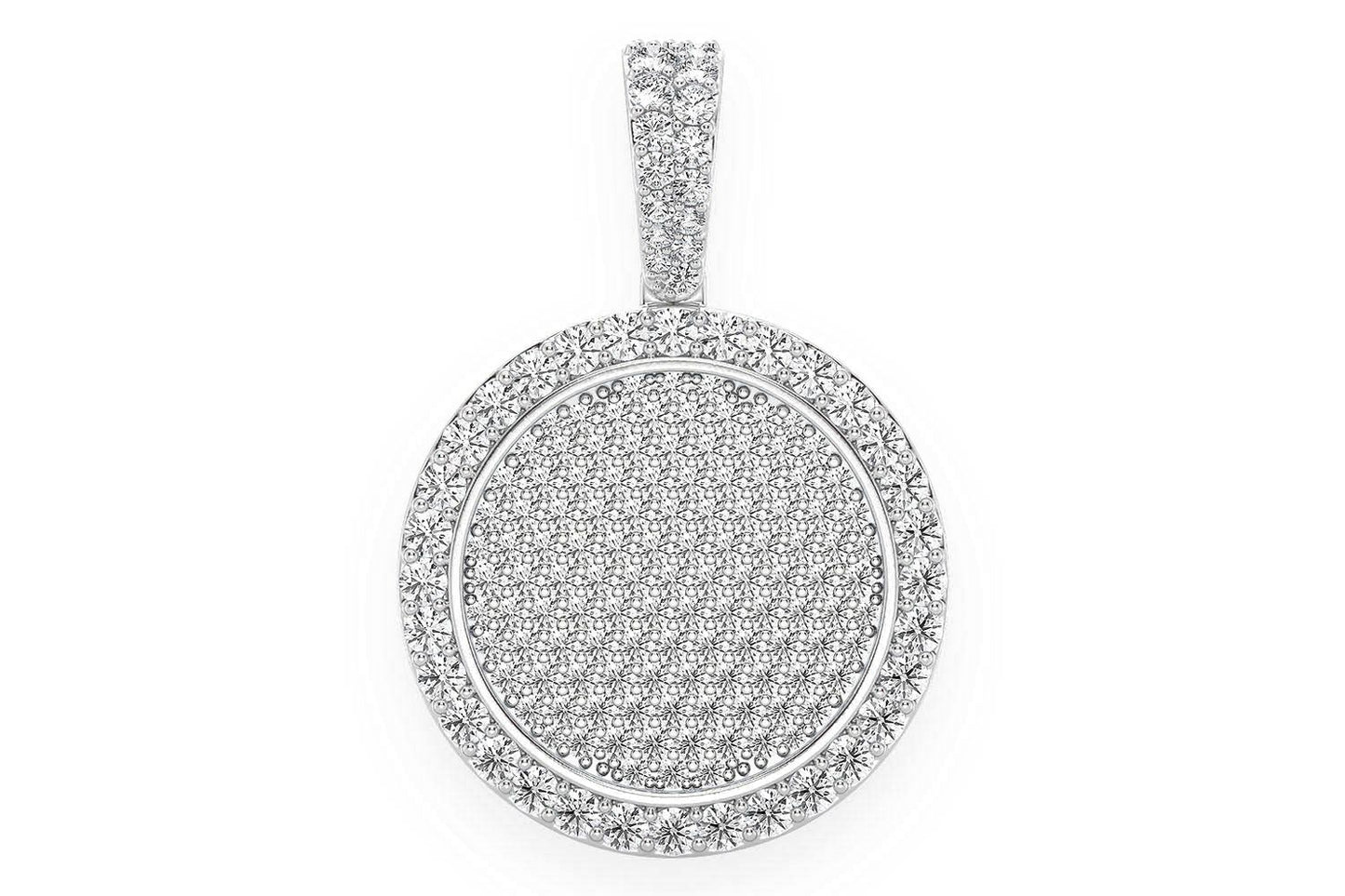 CIRCLE MEDALLION DIAMOND PENDANT 14K SOLID GOLD 2.00CTW