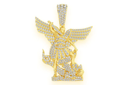 ARCHANGEL ST MICHAEL DIAMOND PENDANT 14K SOLID GOLD 1.50CTW