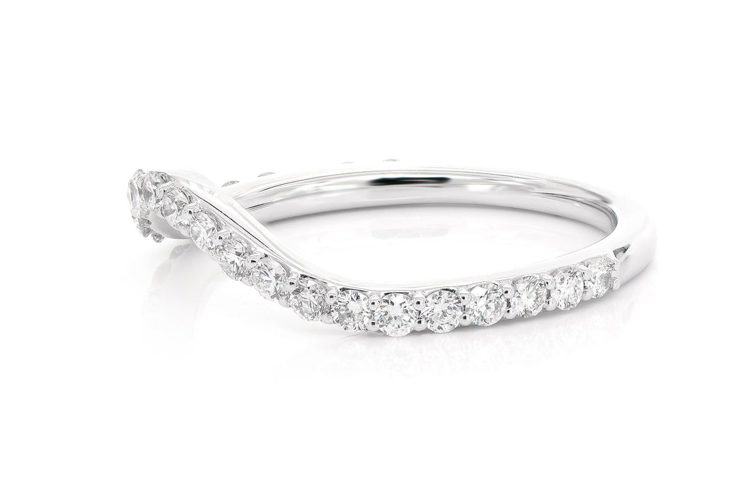 PITCH C CURVED DIAMOND BAND 14K SOLID GOLD 0.40CTW