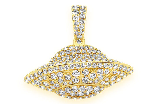 UFO SPACESHIP DIAMOND PENDANT 14K SOLID GOLD 1.25CTW