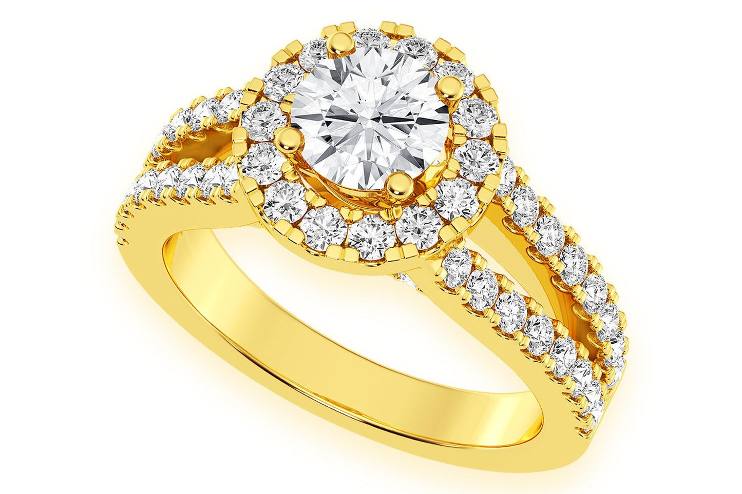 SPHINX - .75CT SOLITAIRE ROUND - SPLIT SHANK HALO - DIAMOND ENGAGEMENT RING