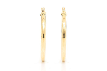 3MM HOOP EARRINGS 14K SOLID GOLD MEDIUM