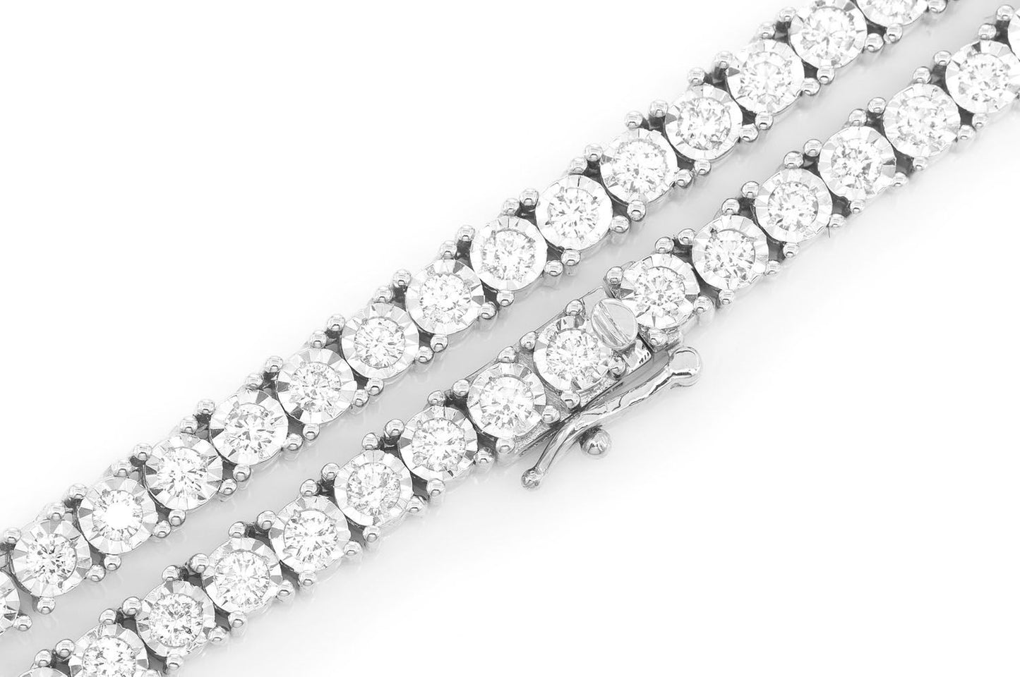 6PT MIRACLE SET DIAMOND TENNIS NECKLACE 14K SOLID GOLD 8.95CTW