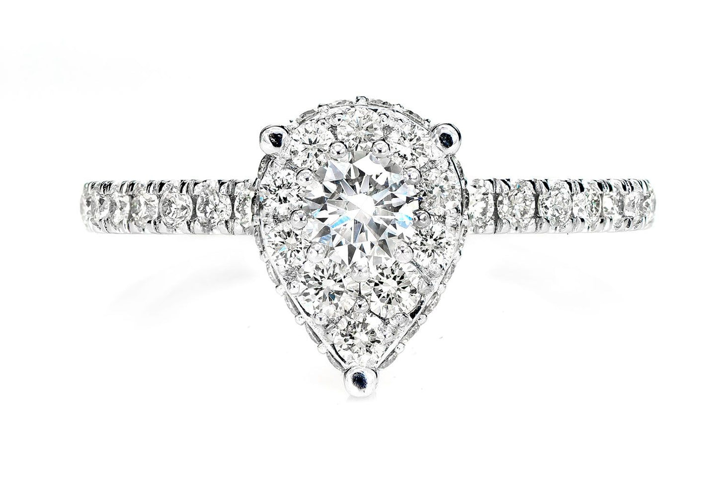 0.75CTW PEAR CLUSTER DIAMOND ENGAGEMENT RING 14K SOLID GOLD