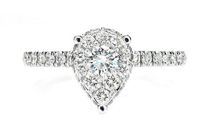 0.75CTW PEAR CLUSTER DIAMOND ENGAGEMENT RING 14K SOLID GOLD