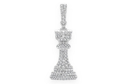 QUEEN CHESS PIECE DIAMOND PENDANT 14K SOLID GOLD 0.75CTW
