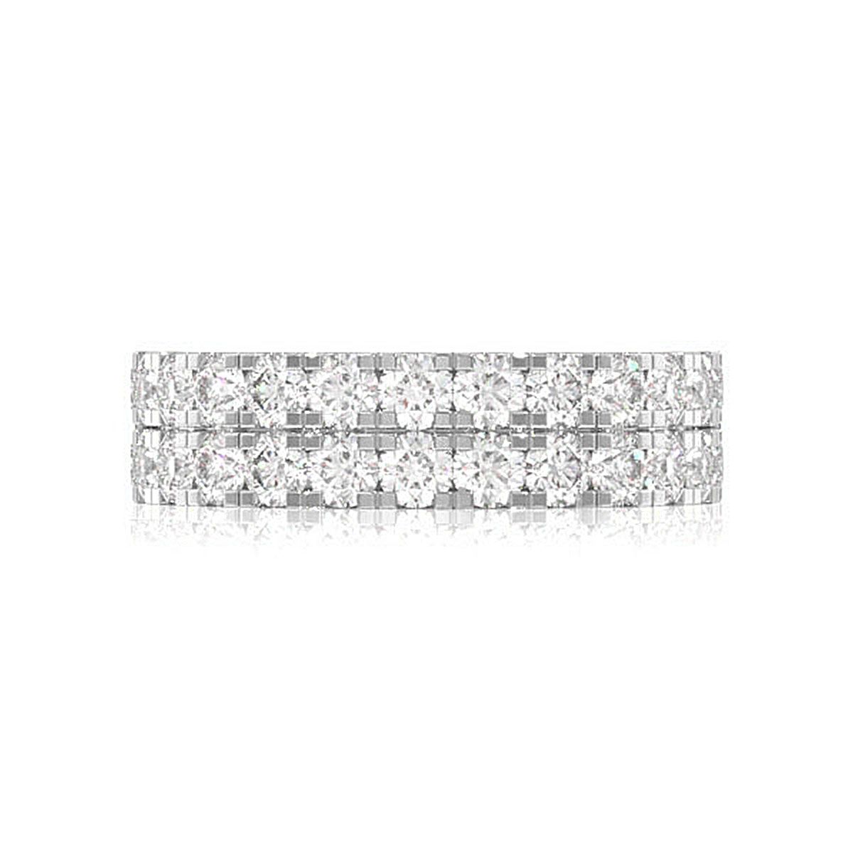 TWO ROW FRENCH SET DIAMOND BAND 14K SOLID GOLD 2.00CTW