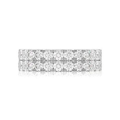 TWO ROW FRENCH SET DIAMOND BAND 14K SOLID GOLD 2.00CTW