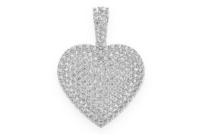 BUBBLY HEART DOUBLE LAYER DIAMOND PENDANT 14K SOLID GOLD 2.00CTW
