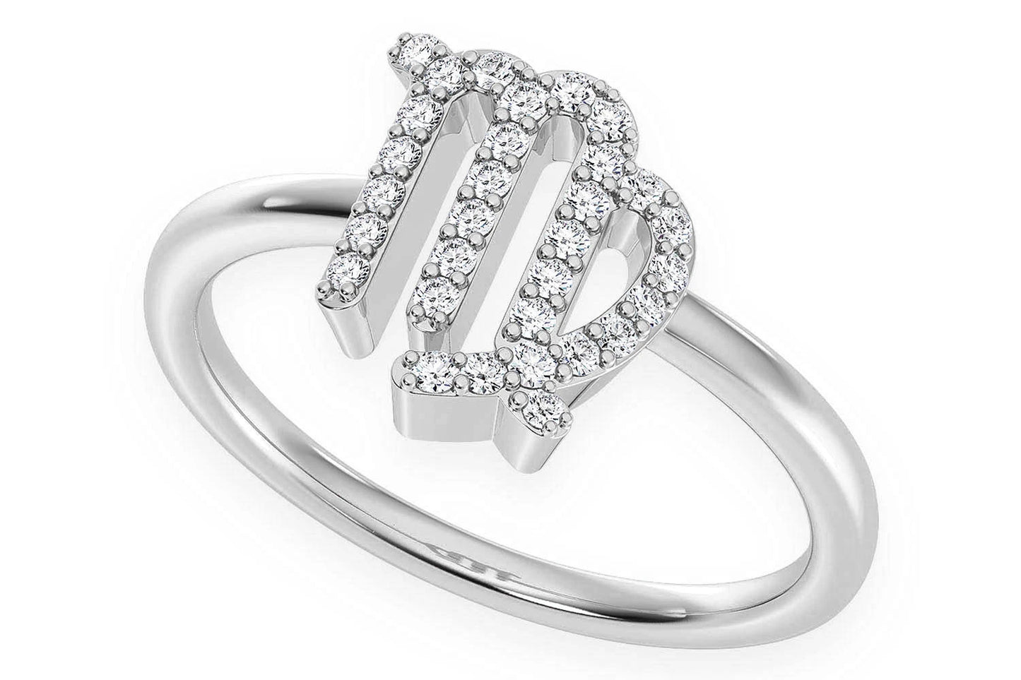 VIRGO ZODIAC DIAMOND RING 14K SOLID GOLD 0.15CTW