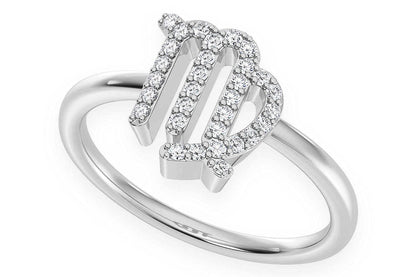 VIRGO ZODIAC DIAMOND RING 14K SOLID GOLD 0.15CTW