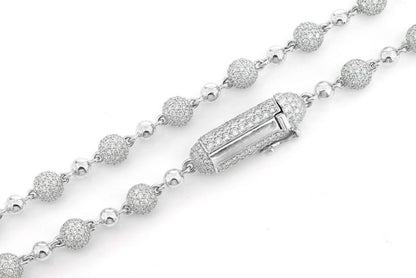 BEADED DIAMOND NECKLACE 14K SOLID GOLD 21.50CTW