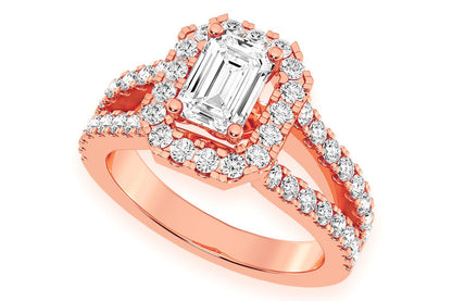 SPHINX - 0.75CT EMERALD CUT SOLITAIRE - HALO SPLIT SHANK - DIAMOND ENGAGEMENT RING