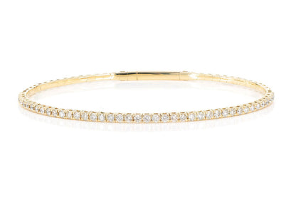 PRONG SET DIAMOND FLEX BANGLE TENNIS BRACELET 2.00CTW 14K SOLID GOLD