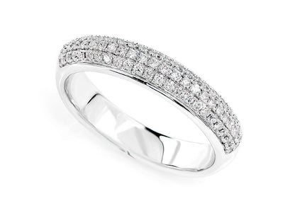 THREE ROW BUBBLY DIAMOND BAND RING 14K SOLID GOLD 0.35CTW