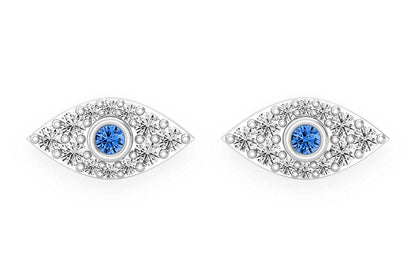 EVIL EYE STUD DIAMOND EARRINGS 14K SOLID GOLD 0.20CTW