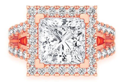 3.00CT PRINCESS SOLITAIRE - TWO ROW SPLIT - DIAMOND ENGAGEMENT RING