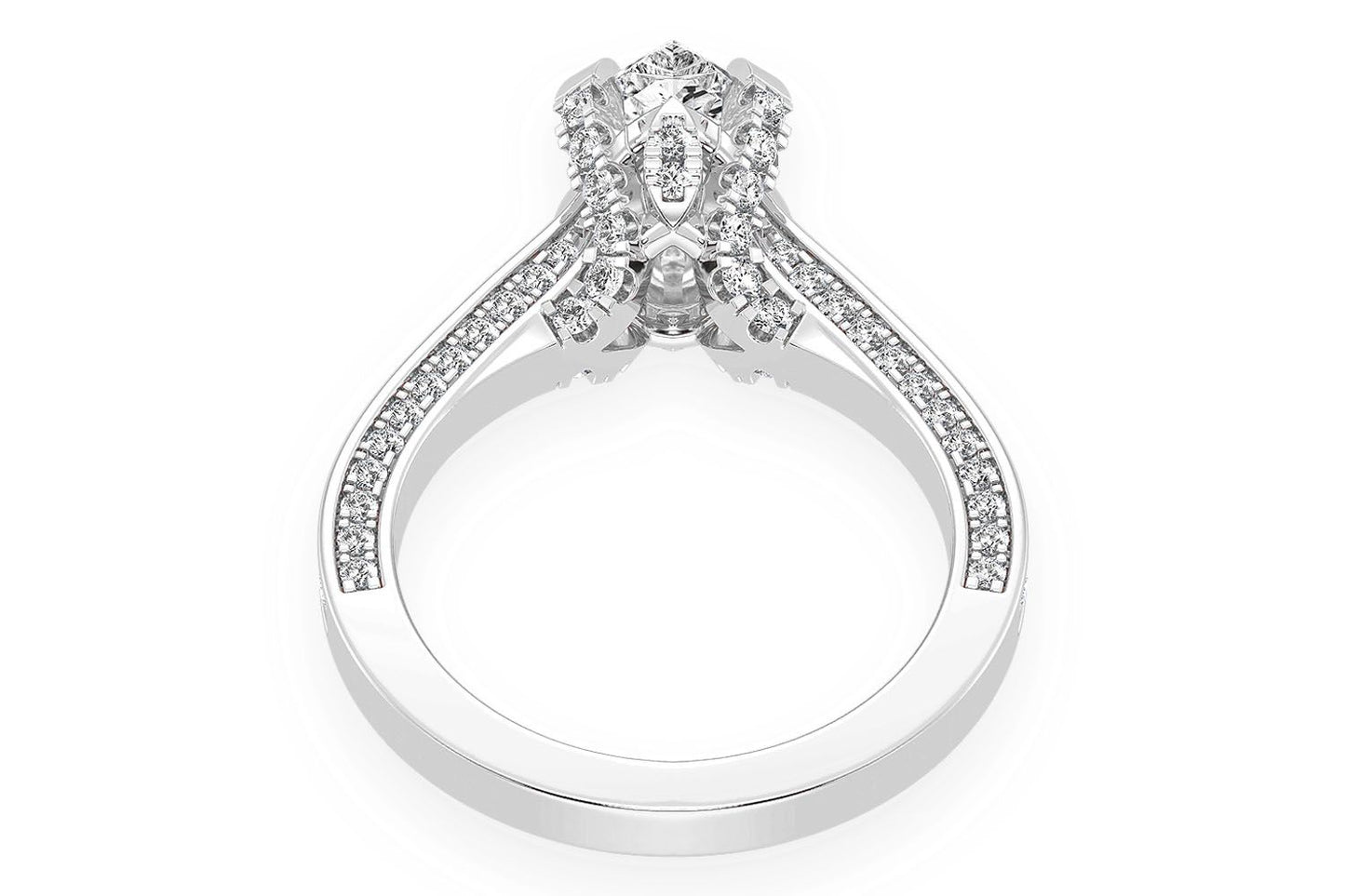 CHANT - 1.50CT PEAR SOLITAIRE - DELUXE ONE ROW SCALLOP - DIAMOND ENGAGEMENT RING