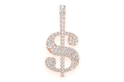 US DOLLAR SIGN DIAMOND PENDANT 14K SOLID GOLD 0.25CTW