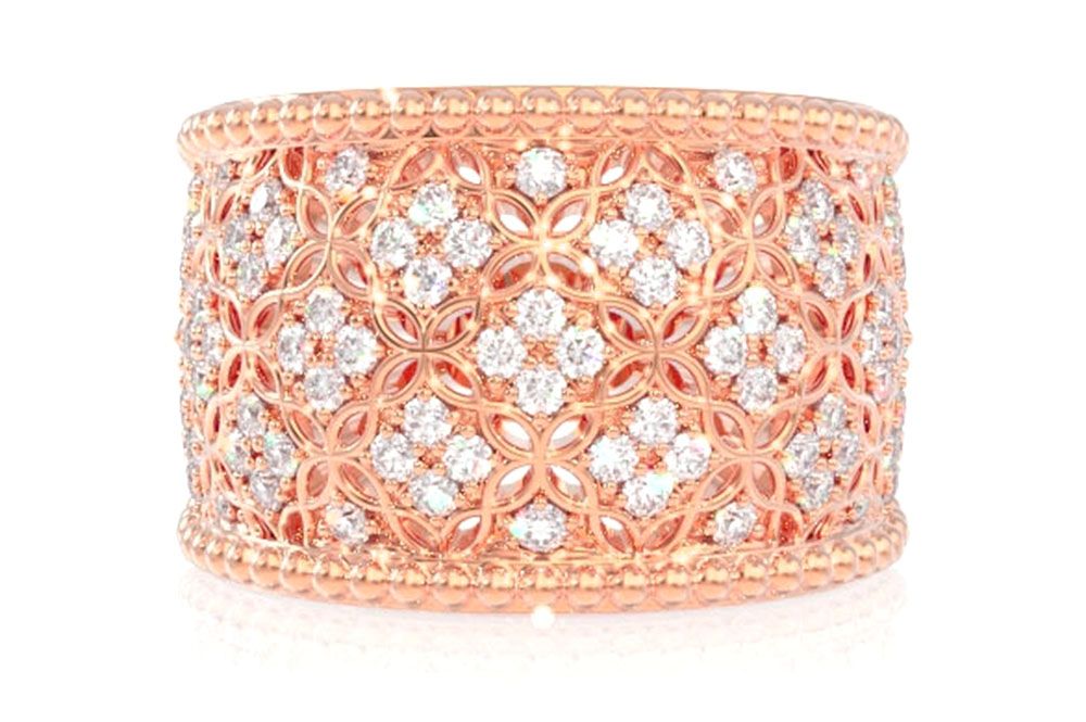 MILGRAIN WIDE DIAMOND RING 14K SOLID GOLD 0.90CTW