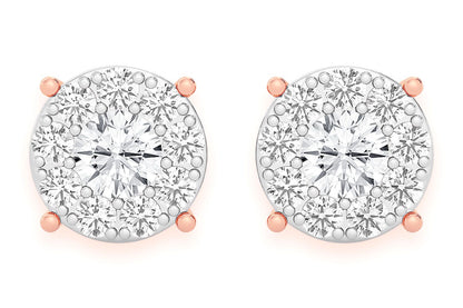 CERCEI CU DIAMANT ȘTIF ȘI MOZAIC DE 0.75 CT AUR MASIV DE 14K