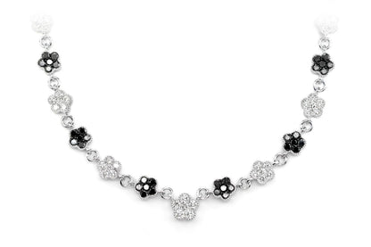 BLACK & WHITE DIAMOND CLOVER STATION CHAIN 14K SOLID GOLD 5.00CTW