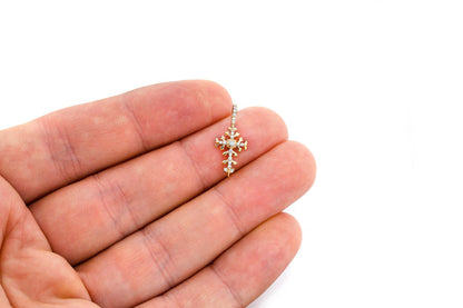 FILIGREE CROSS DIAMOND PENDANT 14K SOLID GOLD 0.10CTW