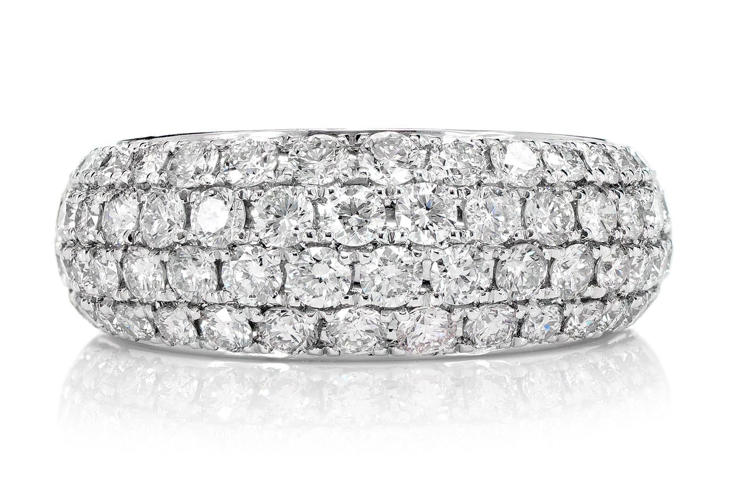 FOUR ROW BUBBLY DIAMOND BAND RING 14K SOLID GOLD 1.85CTW