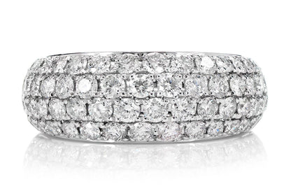 FOUR ROW BUBBLY DIAMOND BAND RING 14K SOLID GOLD 1.85CTW