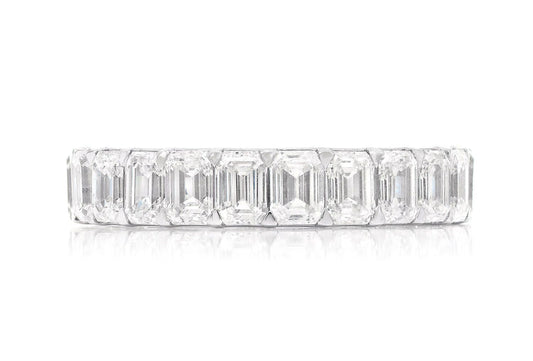 25PT EMERALD ETERNITY DIAMOND RING 14K SOLID GOLD 5.25CTW