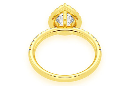 THAV - 0.75CT SOLITAIRE PEAR SHAPE HALO - DIAMOND ENGAGEMENT RING