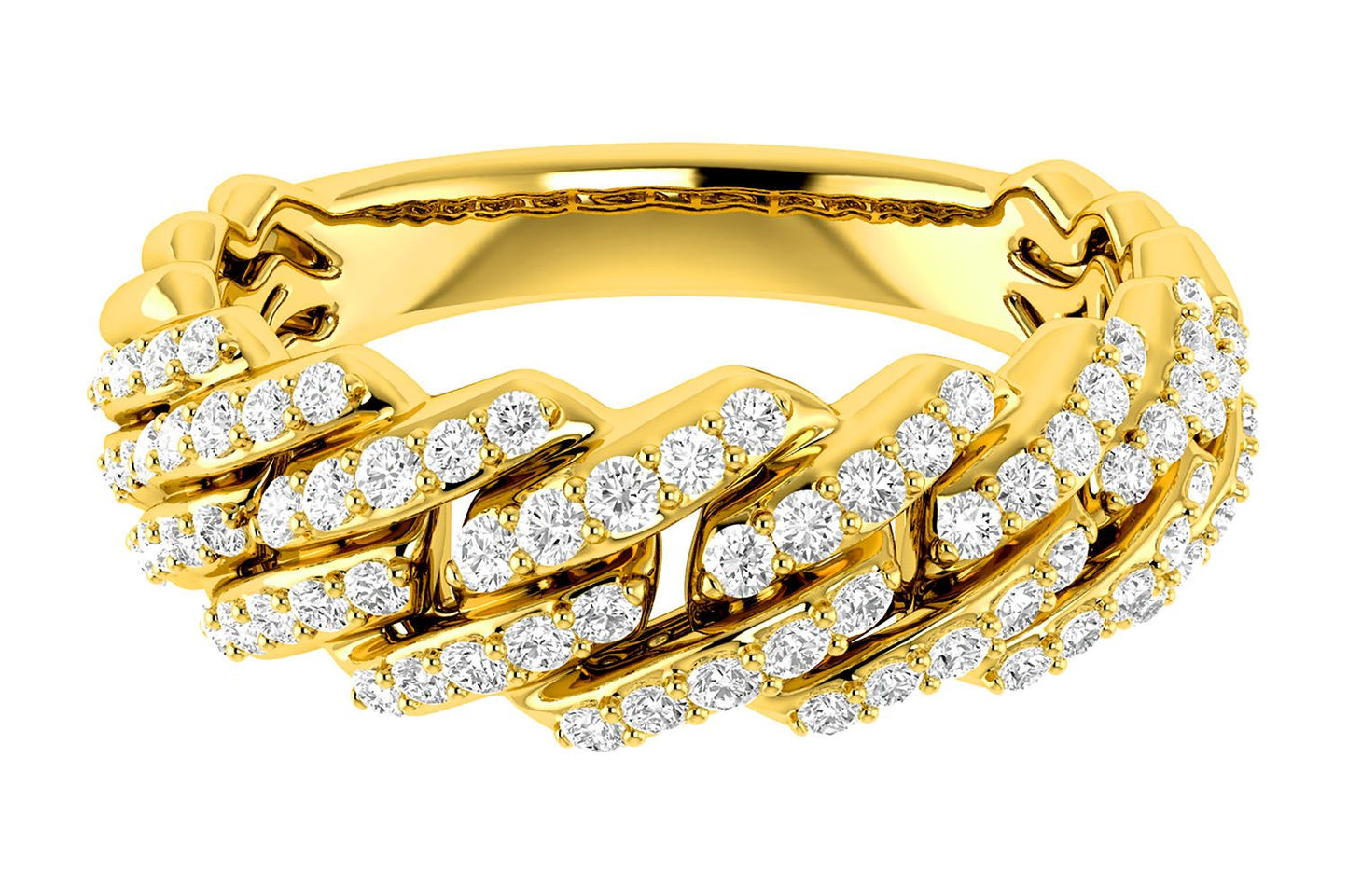 GRADUATED RAISED CUBAN LINK DIAMOND RING 0.50CTW 14K SOLID GOLD