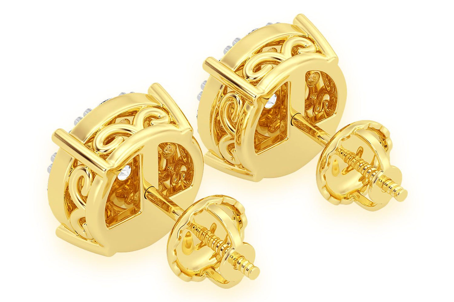 2.00CTW MOSAIC DIAMOND STUD EARRINGS 14K SOLID GOLD