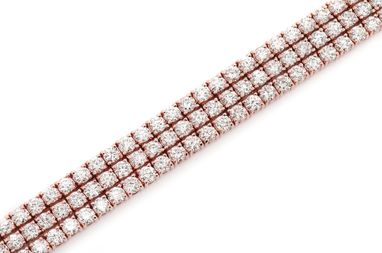 6PT THREE ROW PRONG SET DIAMOND TENNIS BRACELET 14K SOLID GOLD 12.75CTW