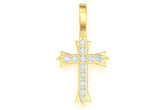 3 POINT CROSS DIAMOND PENDANT 14K SOLID GOLD 0.10CTW