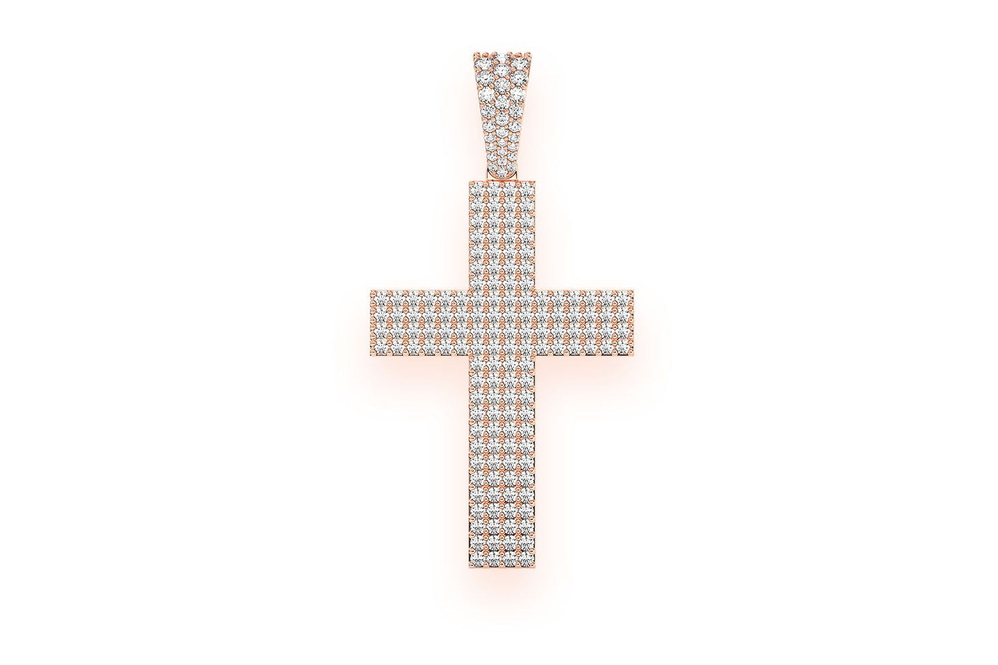 FOUR ROW FLAT CROSS DIAMOND PENDANT 14K SOLID GOLD 1.15CTW