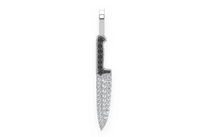 CHEF'S KNIFE DIAMOND PENDANT 14K SOLID GOLD .25CTW