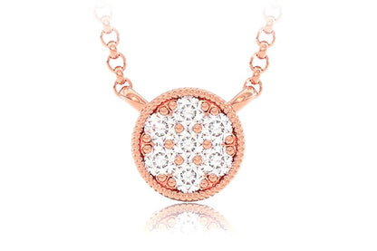 ROUND DIAMOND DISC PENDANT 14K SOLID GOLD 0.10CTW