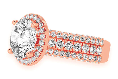 TRIPP - 3.00CT ROUND SOLITAIRE - THREE ROW - DIAMOND ENGAGEMENT RING