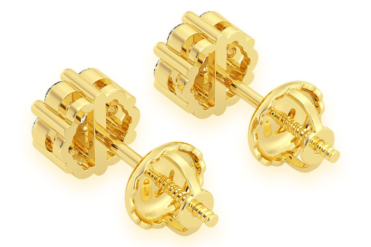 0.25CTW FLOWER STUD DIAMOND EARRINGS 14K SOLID GOLD