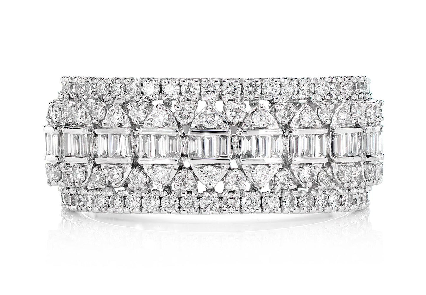 ANTIQUE INSPIRED BAGUETTE & ROUND DIAMOND MARQUISE CLUSTER RING 14K SOLID GOLD 1.00CTW