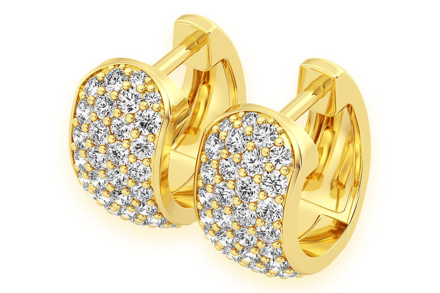 WIDE HOOP DIAMOND EARRINGS 14K SOLID GOLD 1.20CTW